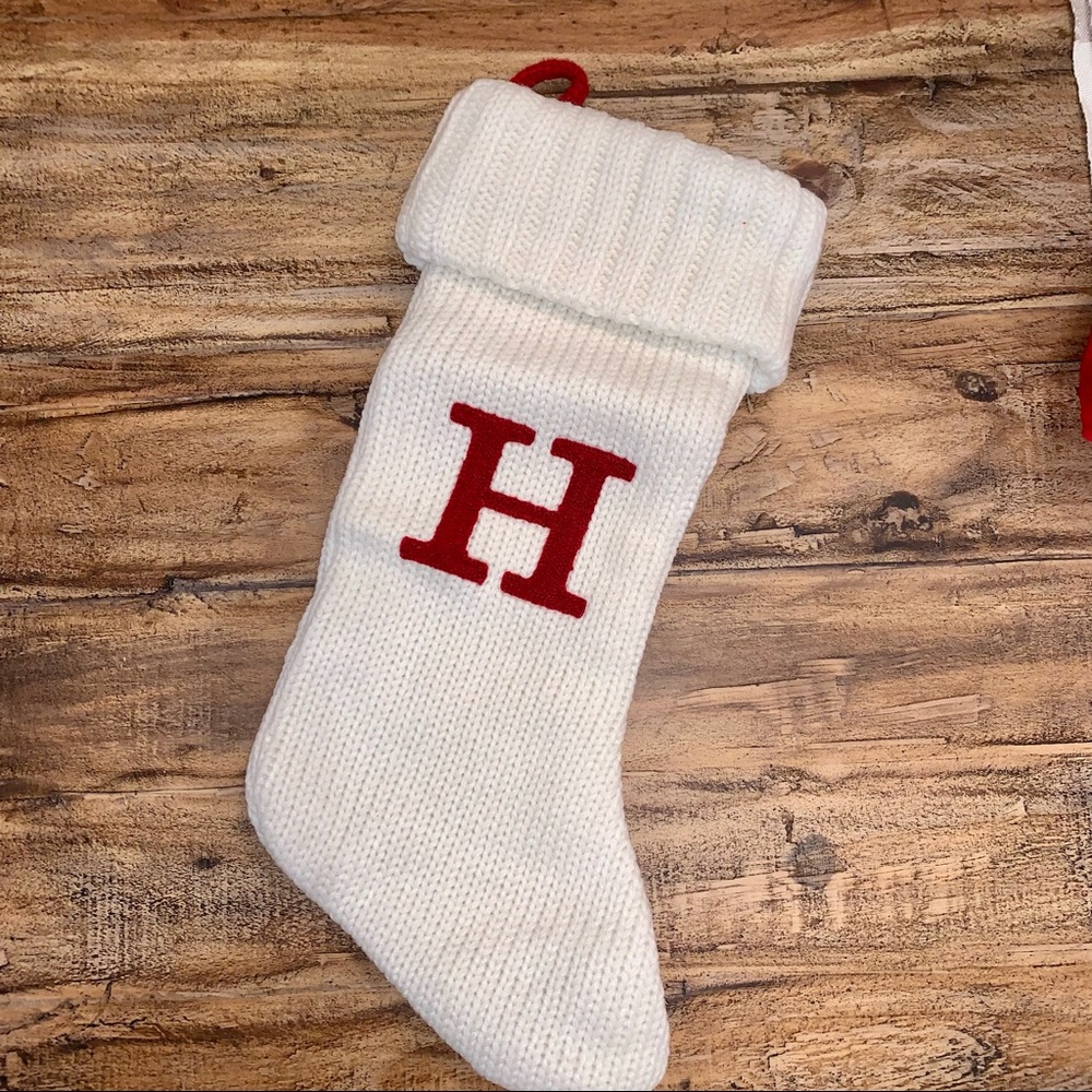Knitted H Initial Christmas Stocking